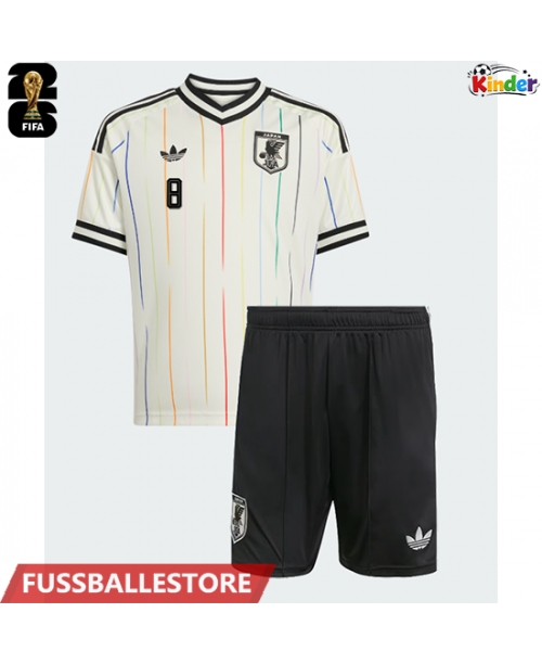 Günstige Japan Takumi Minamino #8 Auswärts Trikotsatzt Kinder WM 2026 Kurzarm (+ Kurze Hosen)